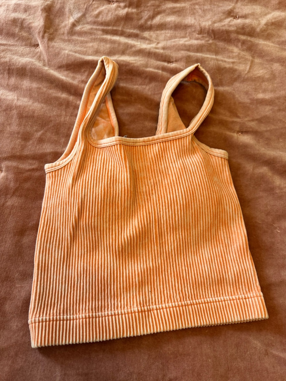 Zenana Ribbed V-Neck Tank Top /bralette Peach - Picture 3 of 4
